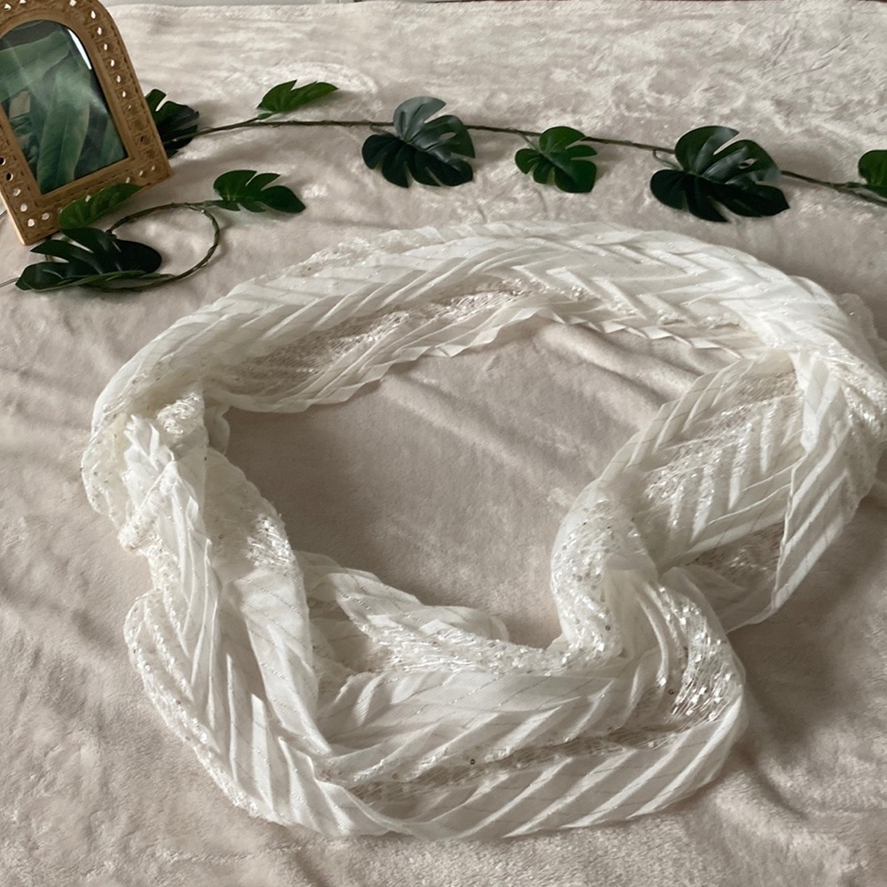 White/Shimmer Flecked Infinity Scarf